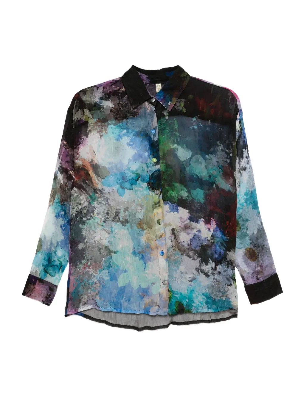 YAVI abstract-print silk shirt | Blue | Image 1