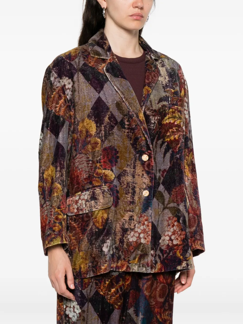 Floral-Print Blazer