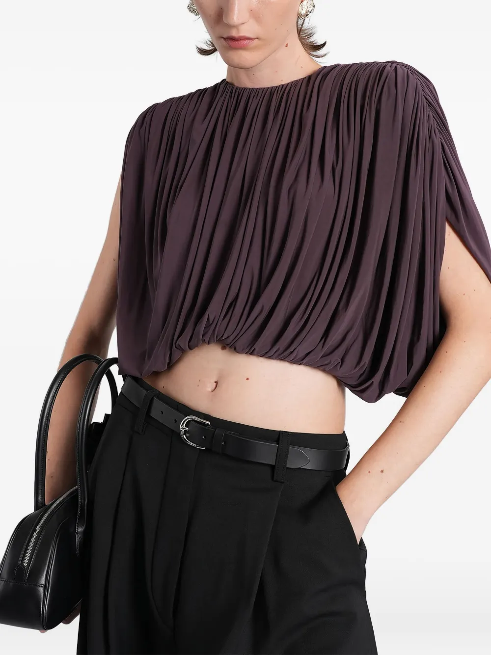 Magda Butrym Top met ruches en split Paars