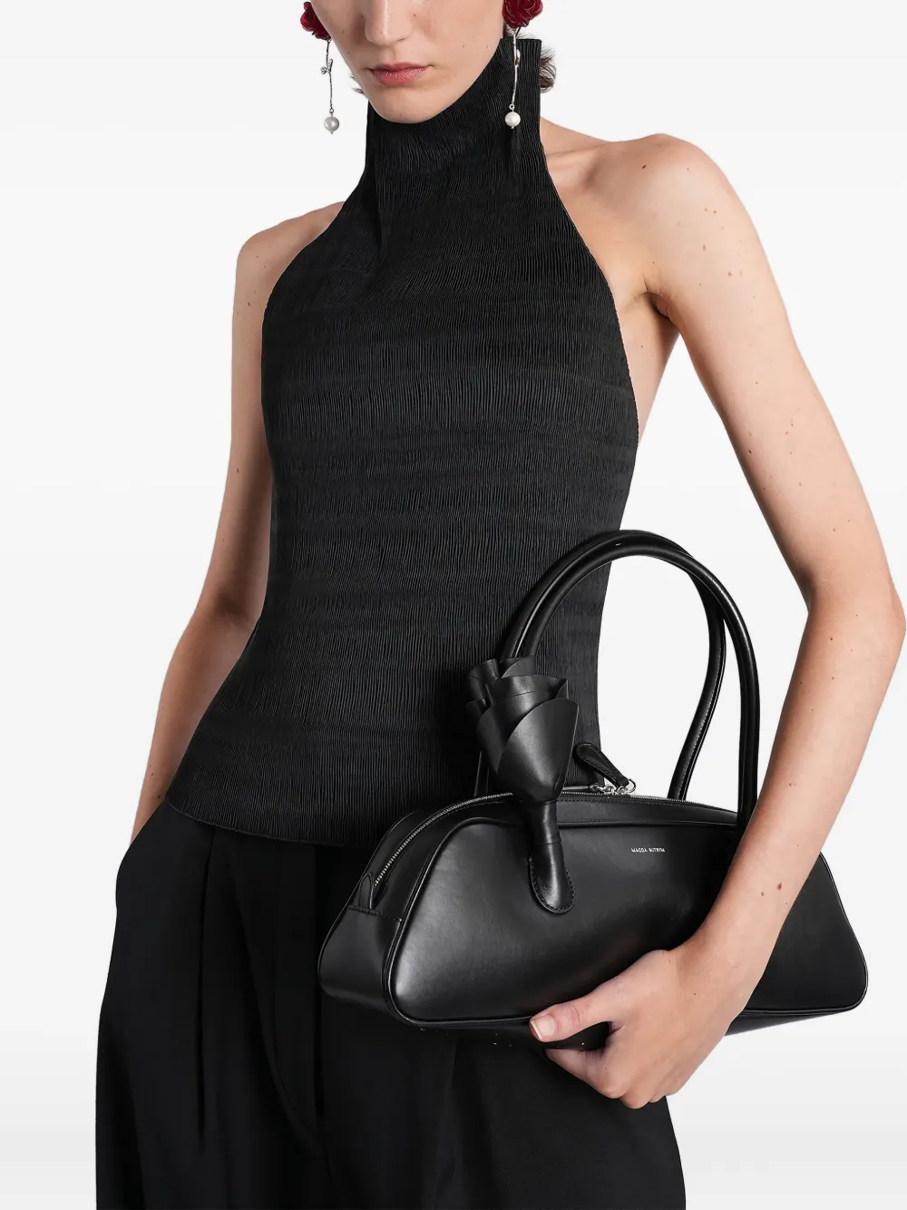 Magda Butrym Open-back Textured Top In Black