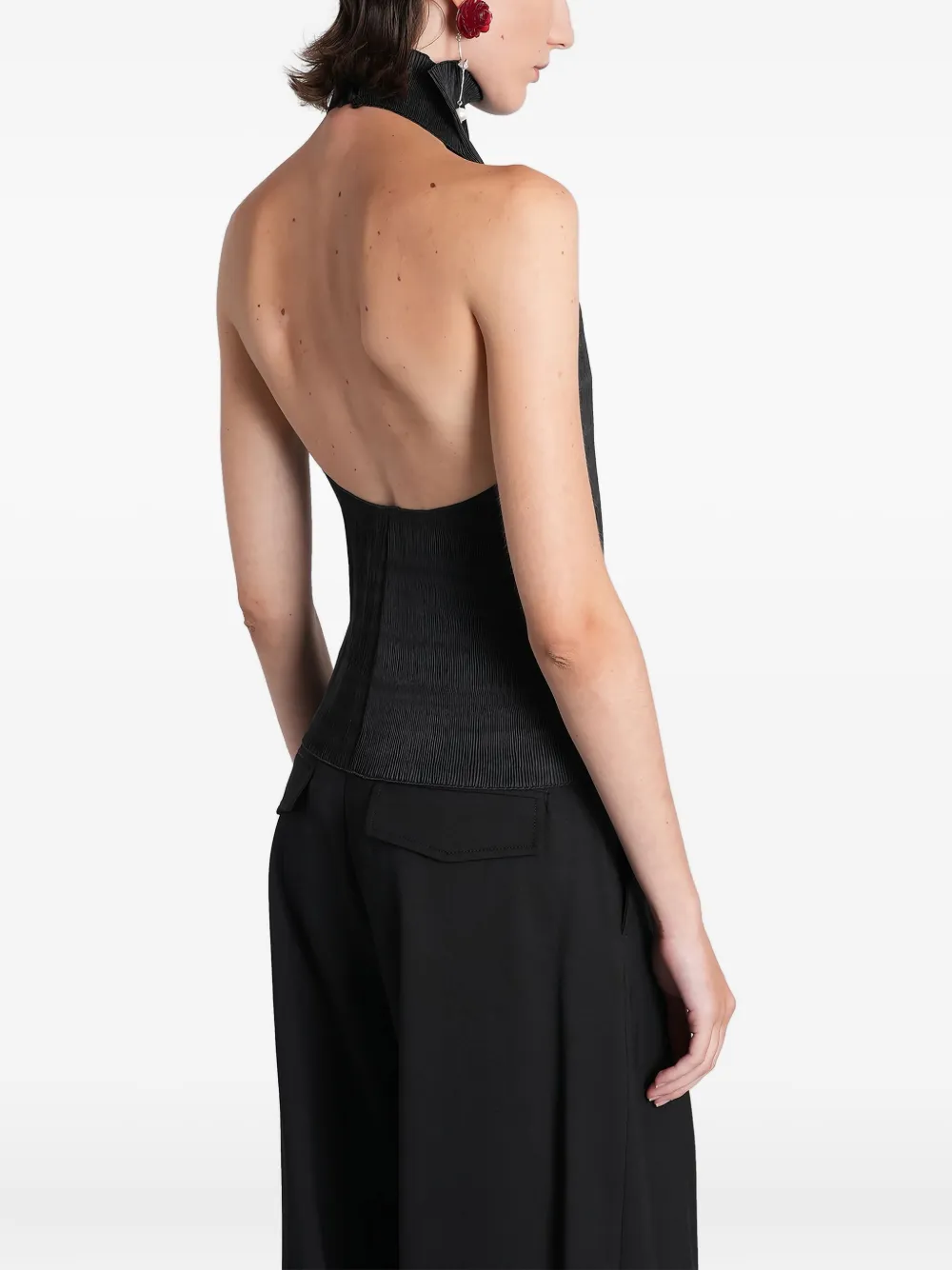 Magda Butrym Open-back Textured Top In Black