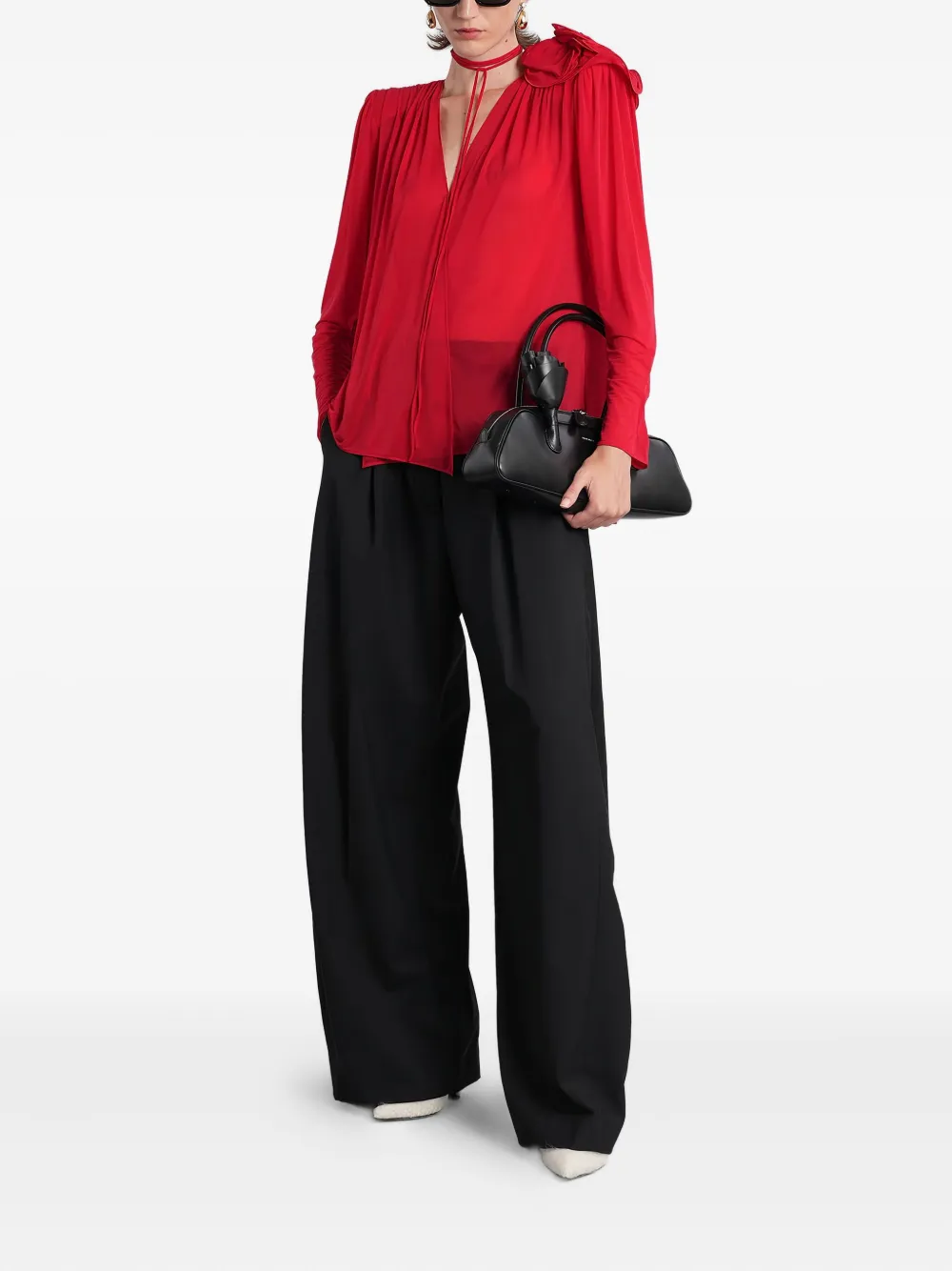 Magda Butrym ruffled tie top - Rood