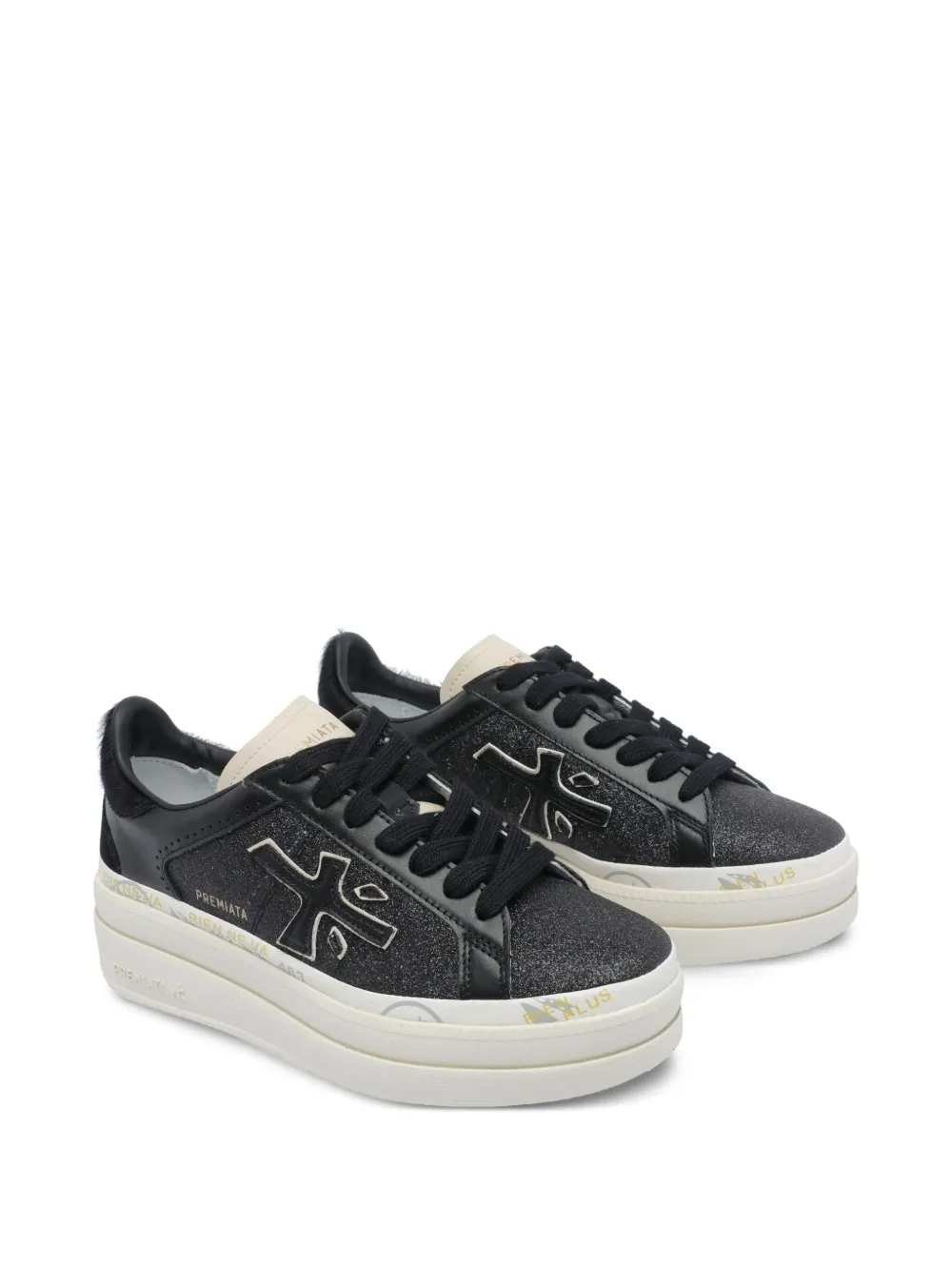 Premiata glitter-detail platform sneakers Black