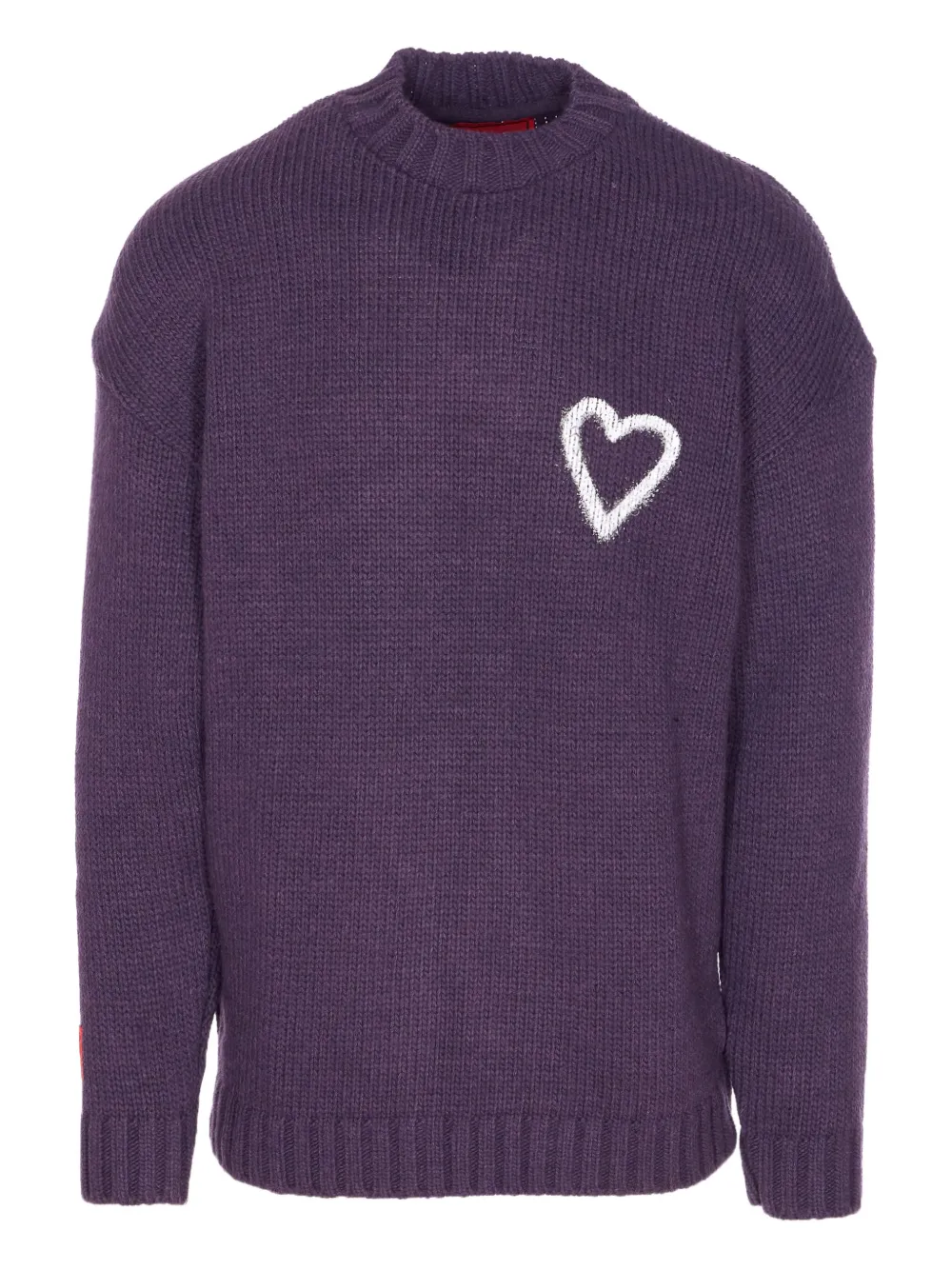 Vision Of Super Heart-embroidered Crewneck Sweater In Purple