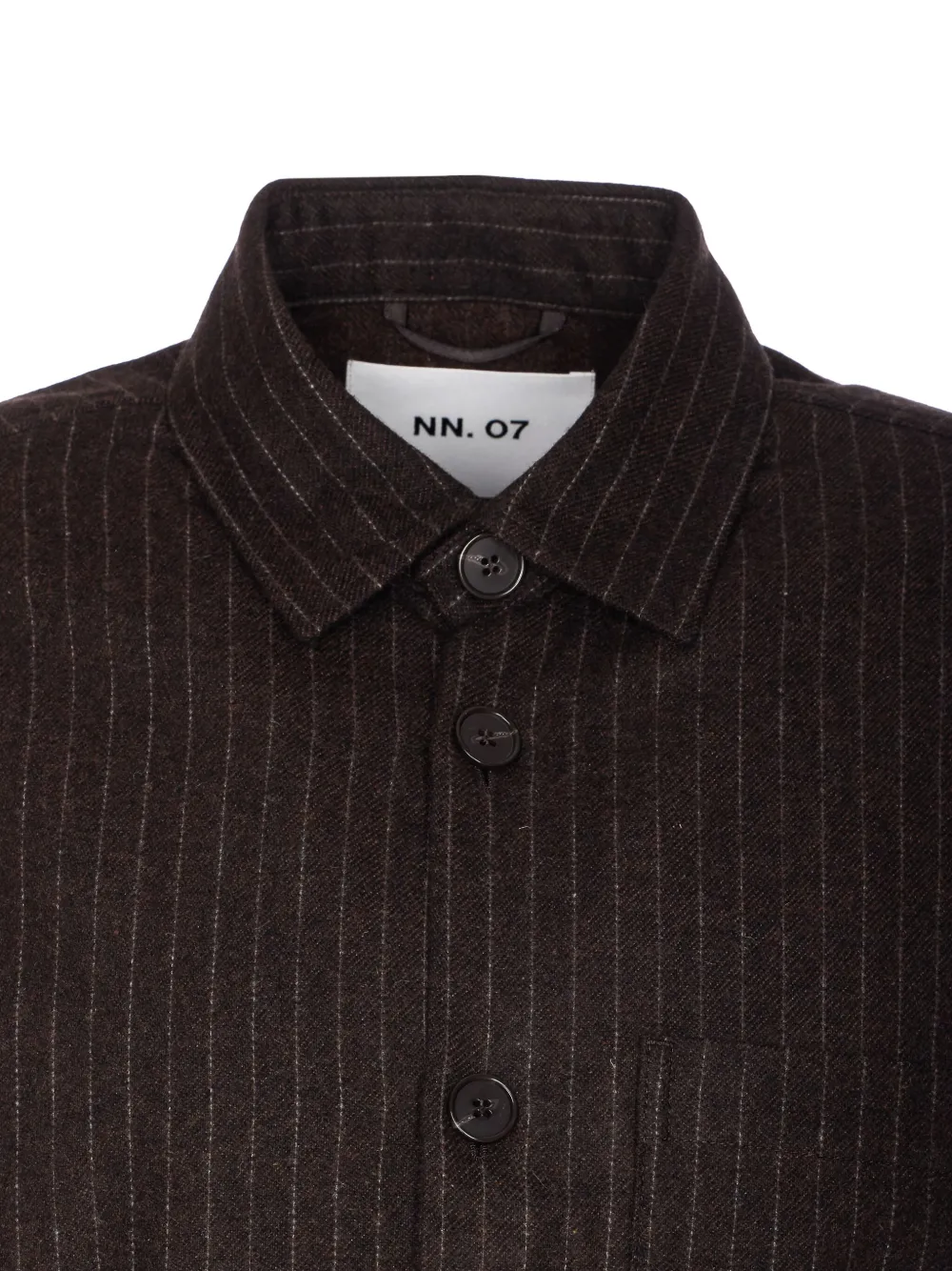 Nn07 Striped Long Sleeve Shirt Pocket In Brown