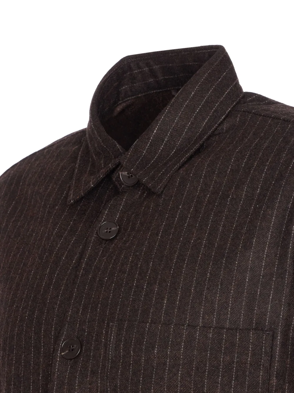 Nn07 Striped Long Sleeve Shirt Pocket In Brown