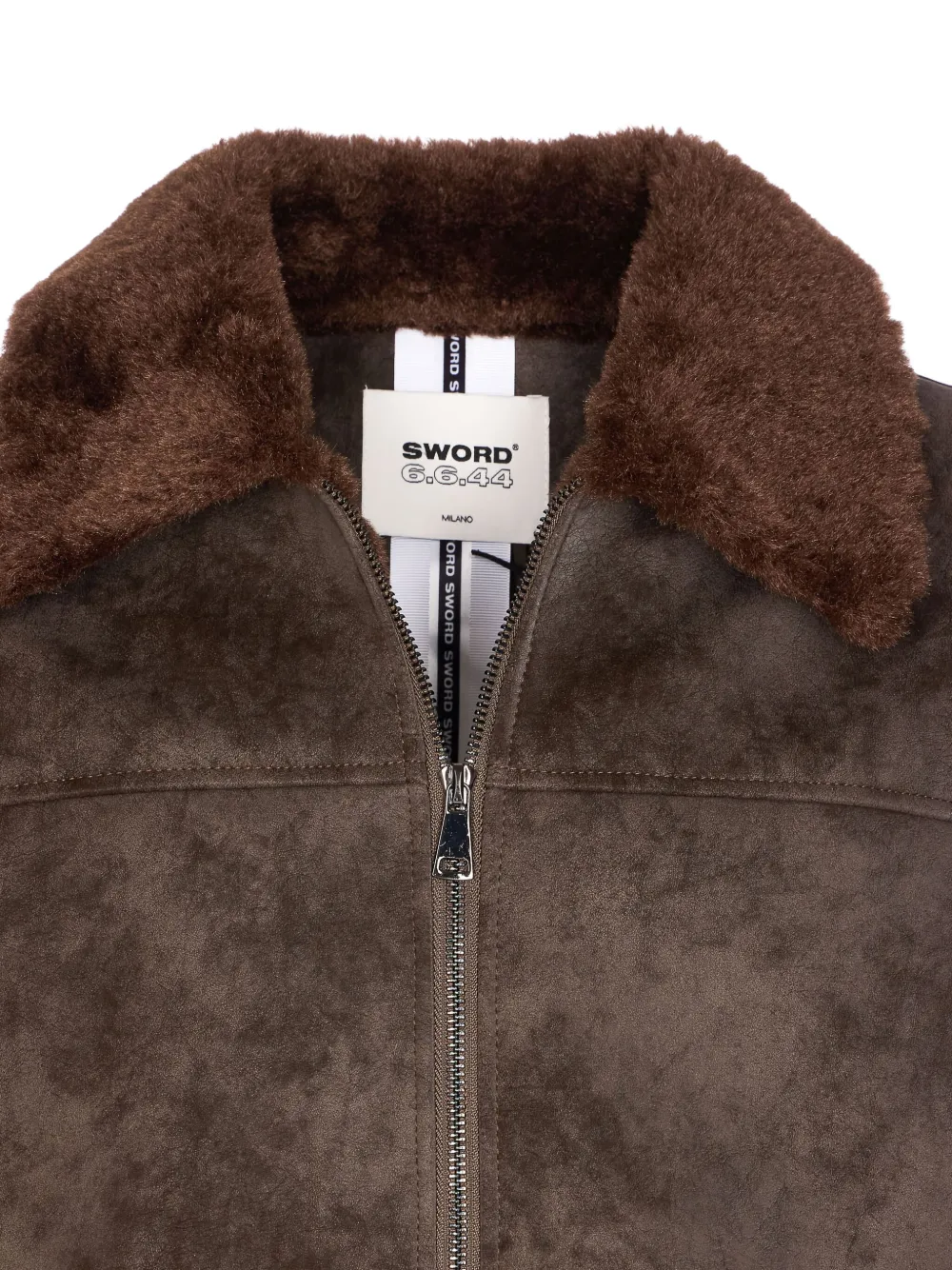 Sword 6.6.44 Sword Sword Eco-leather Biker Jacket With Shearling Collar In Brown