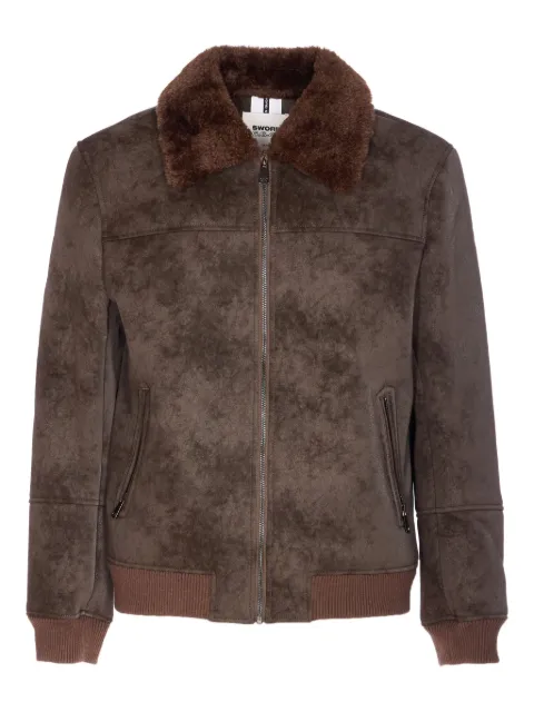 Sword faux-fur zip-front jacket