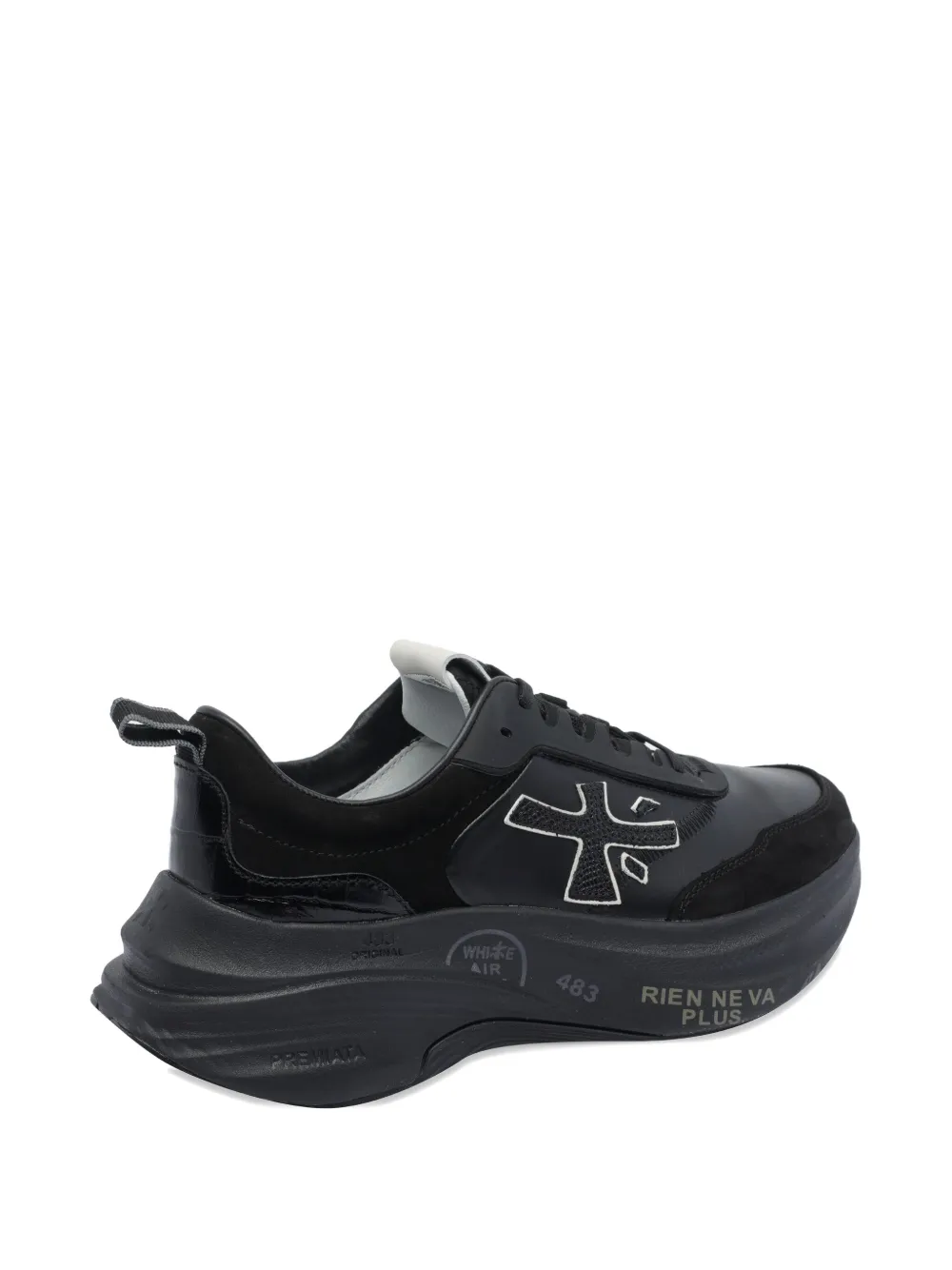 Premiata Casual Low Top Sneakers With Contrast Sole In Black