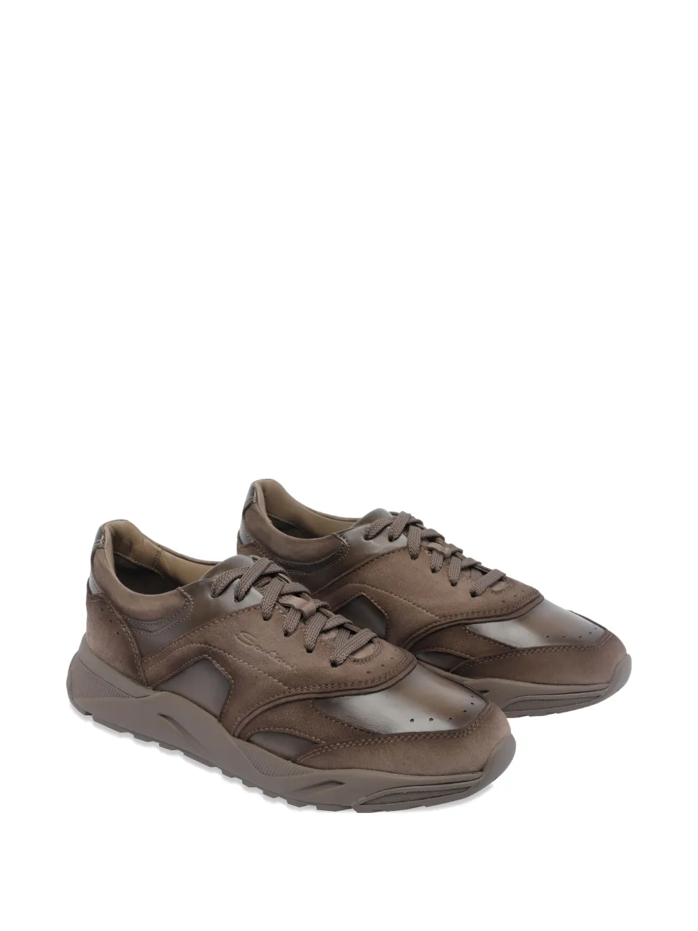 Santoni Innova leather suede sneakers Brown