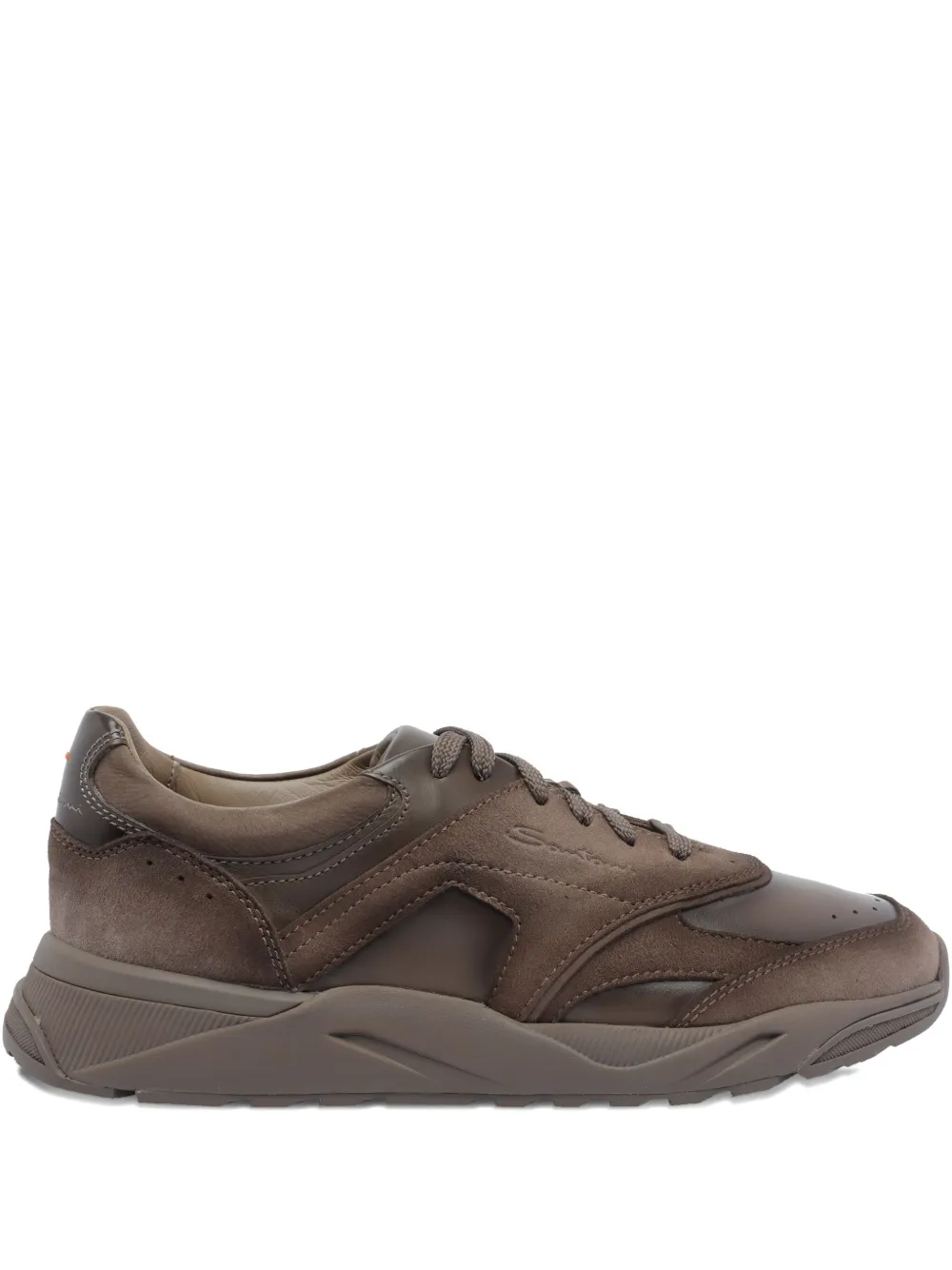 Santoni Innova leather suede sneakers Brown