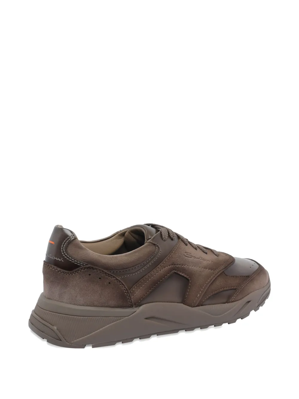 Santoni Innova leather suede sneakers Brown