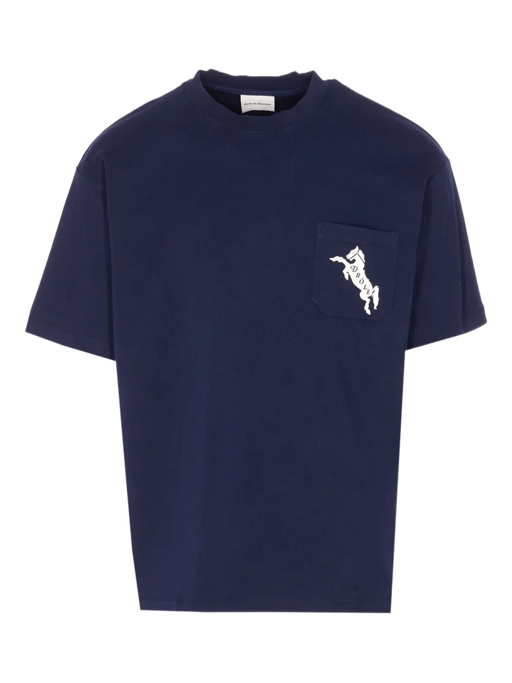 Drôle De Monsieur horse-print pocket T-shirt | Blue | Image 1