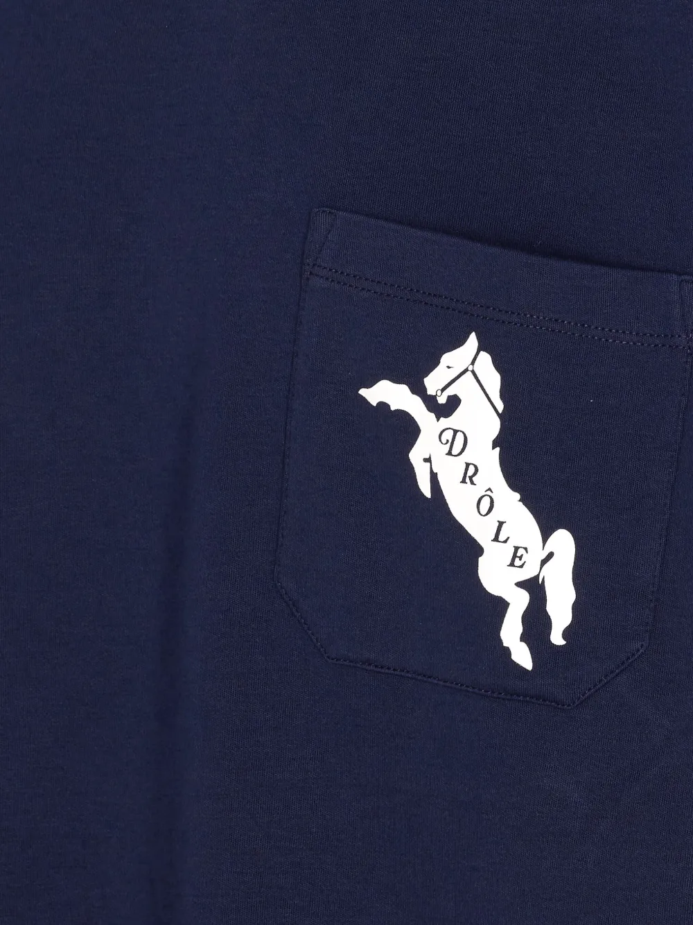 Drôle De Monsieur T-shirt met paardenprint en zak Blauw