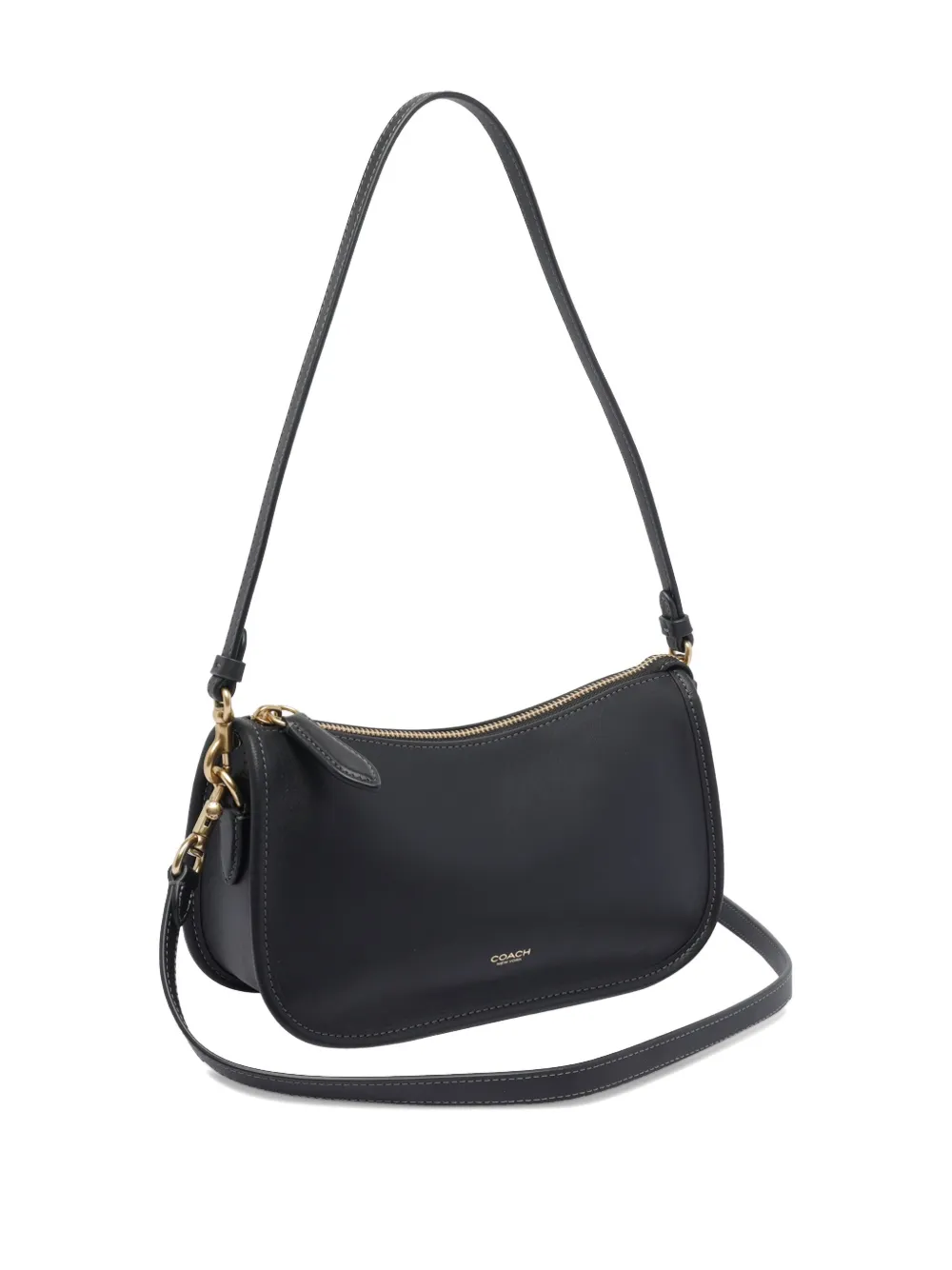 Coach Zip-closure Chain Strap Shoulder Bag In Black