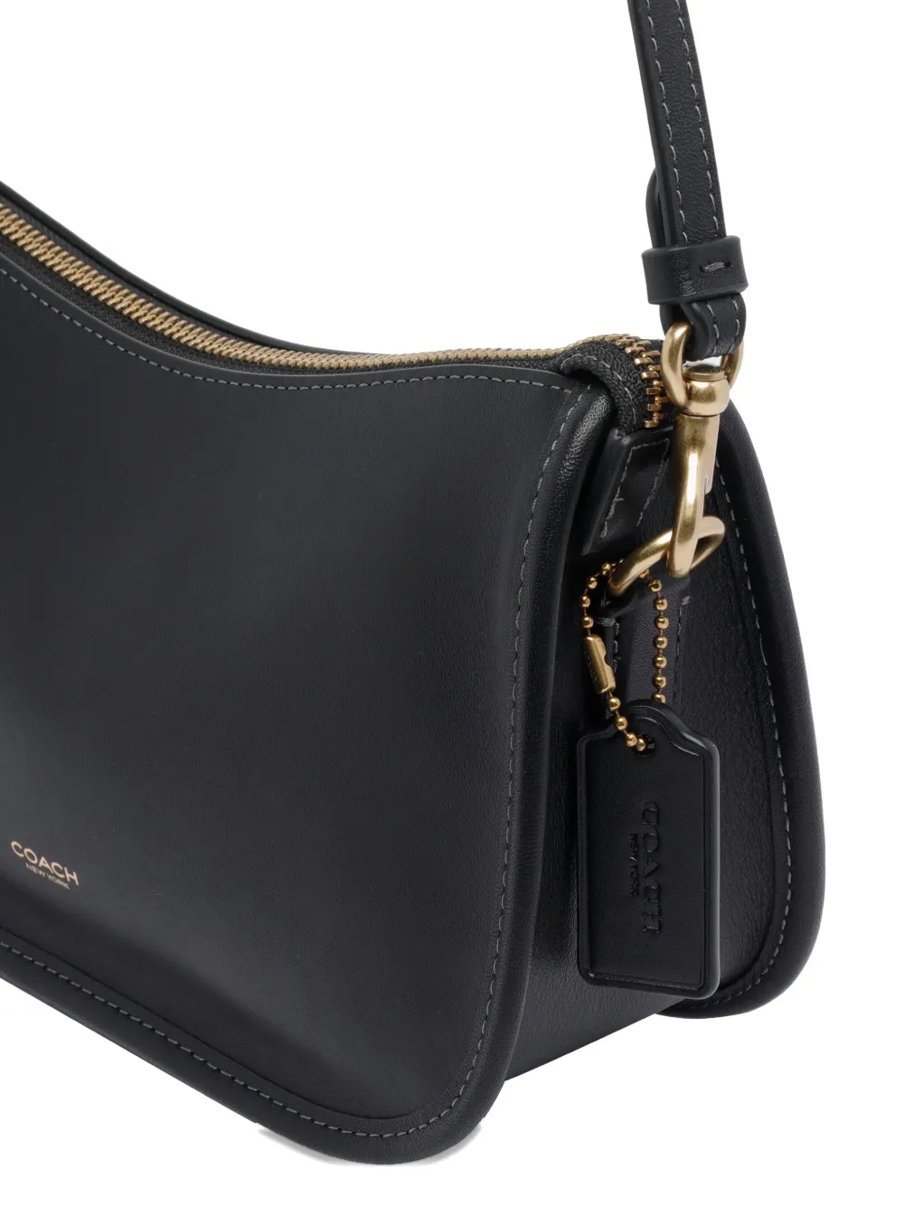 Coach Zip-closure Chain Strap Shoulder Bag In Black