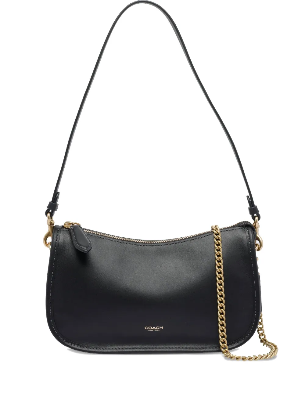 Coach Zip-closure Chain Strap Shoulder Bag In Black