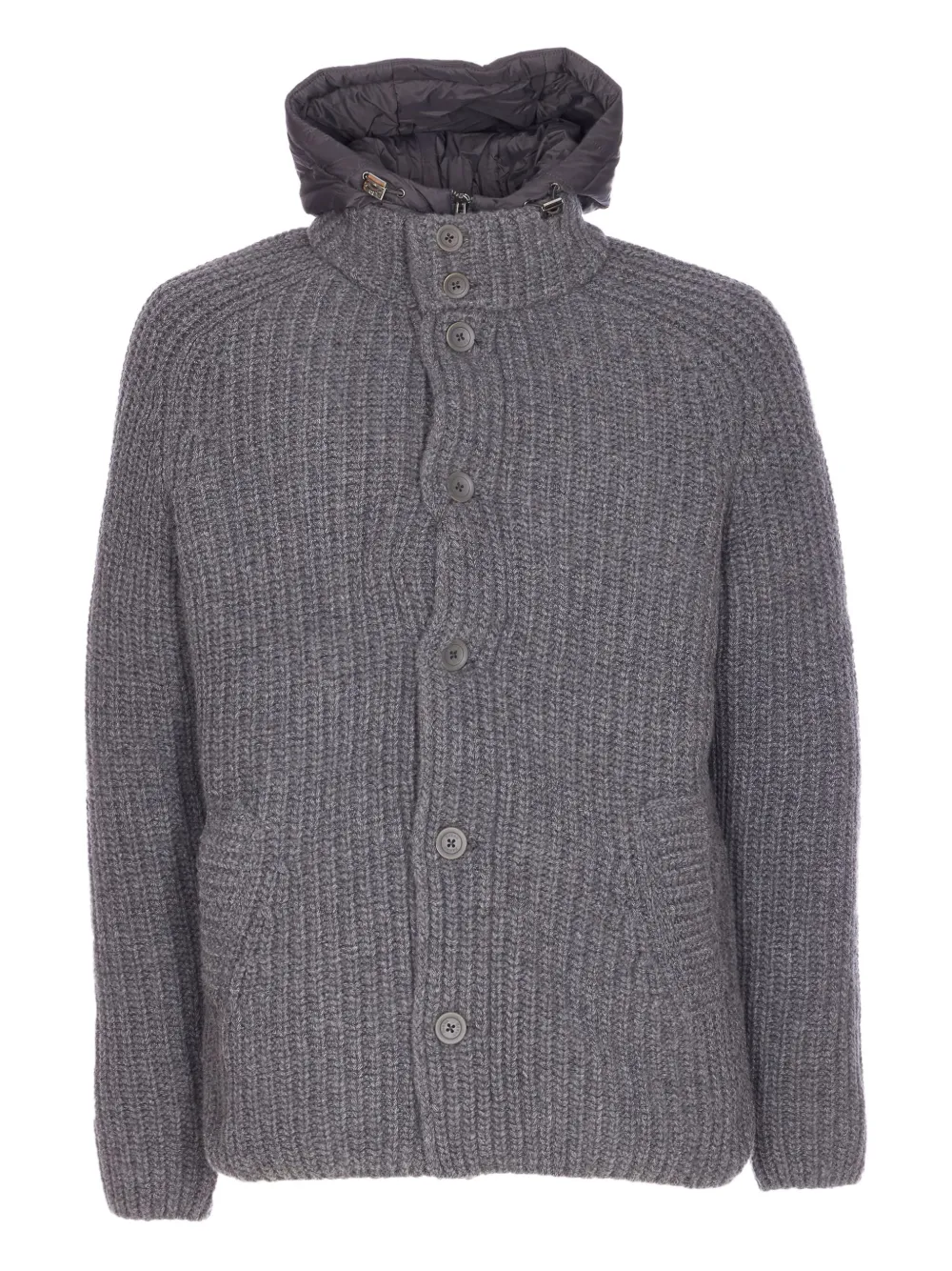 Herno Padded Bomber Jacket With Hood And Pockets In Gray
