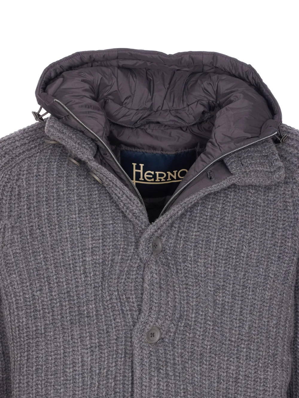 Herno Padded Bomber Jacket With Hood And Pockets In Gray