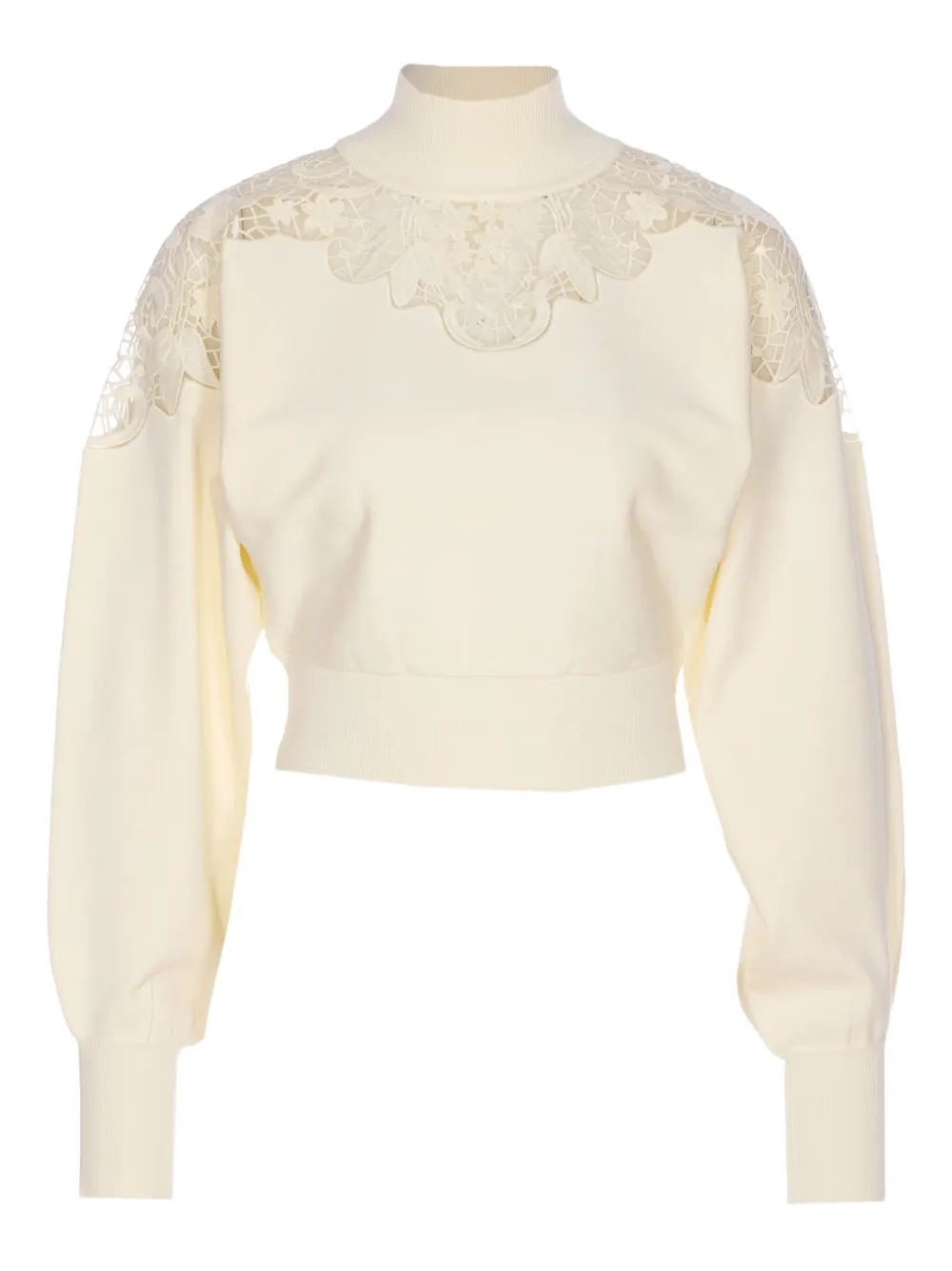 TWINSET lace-insert high-neck sweater | Neutrals | Image 1