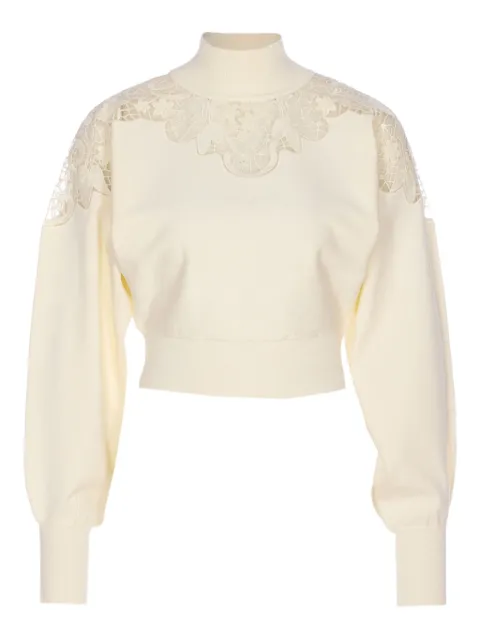 TWINSET lace-insert high-neck sweater