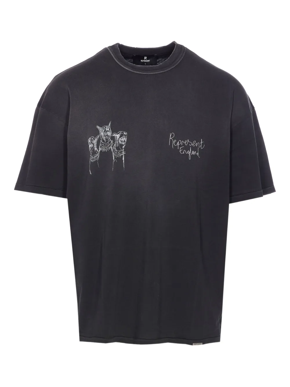 Represent dog-print crew-neck T-shirt | Black | Image 1