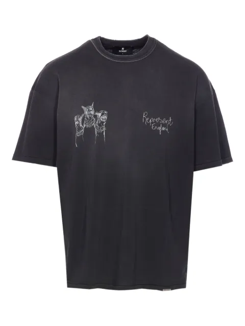 Represent dog-print crew-neck T-shirt