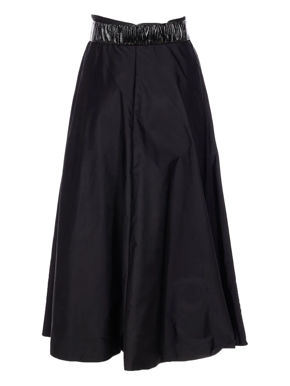 Elisabetta Franchi Midi A-line Skirt High-shine Belt In Black