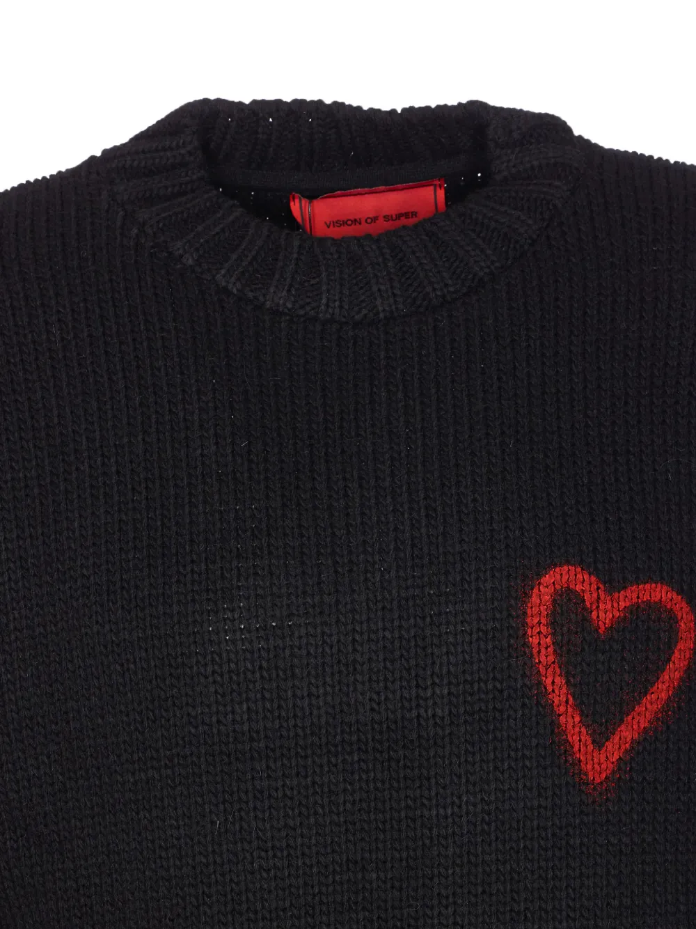 Vision Of Super Heart-intarsia Jumper In Black