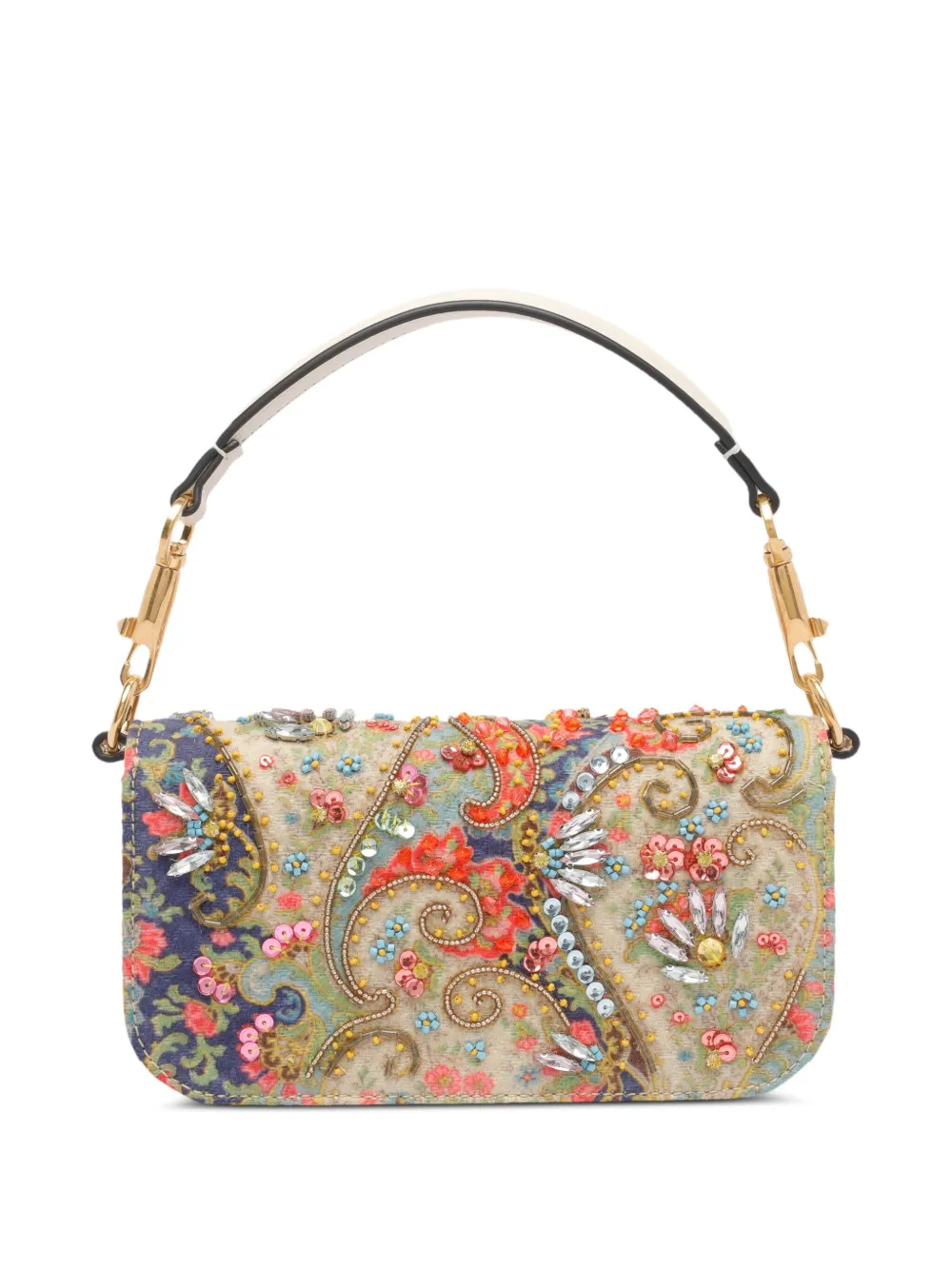 Valentino Mini Loco Paisley Vlogo-signature Shoulder Bag In Green