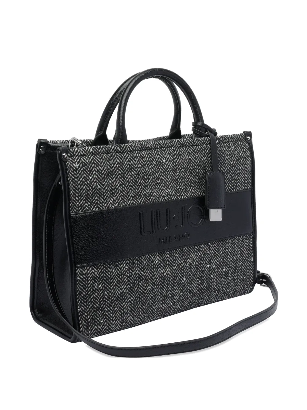 Liu •jo Herringbone-sequin Tote Bag In Black