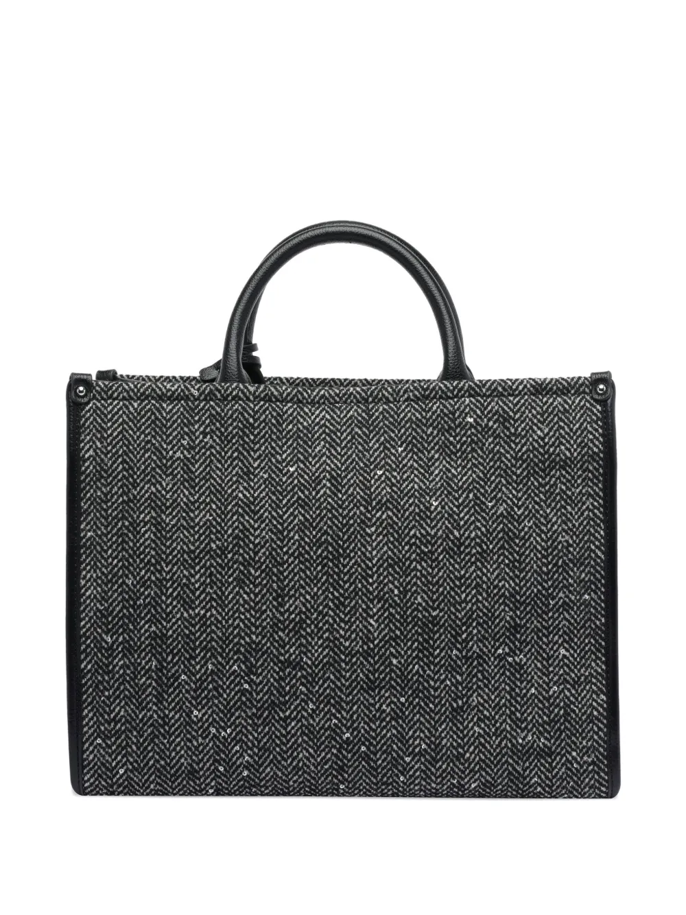 Liu •jo Herringbone-sequin Tote Bag In Black