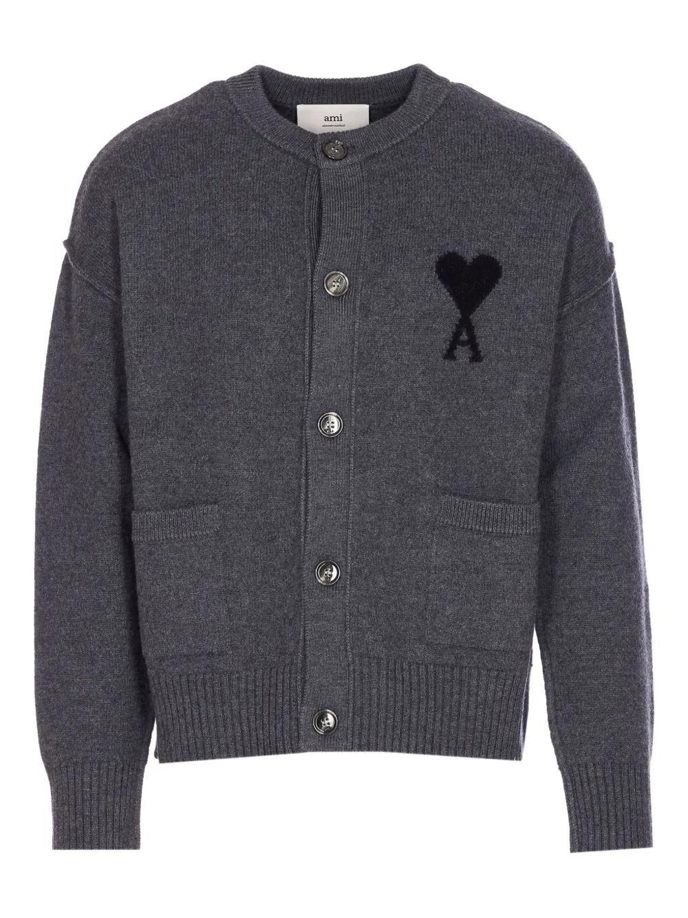 Ami Alexandre Mattiussi Ami De Coeur Button-up Cardigan In Gray