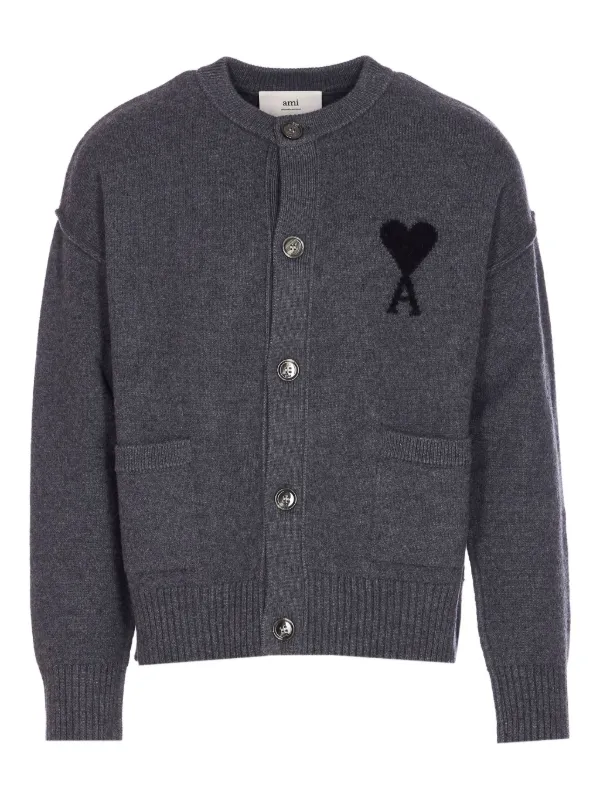 ami paris カーディガン 黒 AMI Paris Ami De Coeur Wool Cardigan | Saks Fifth Avenue