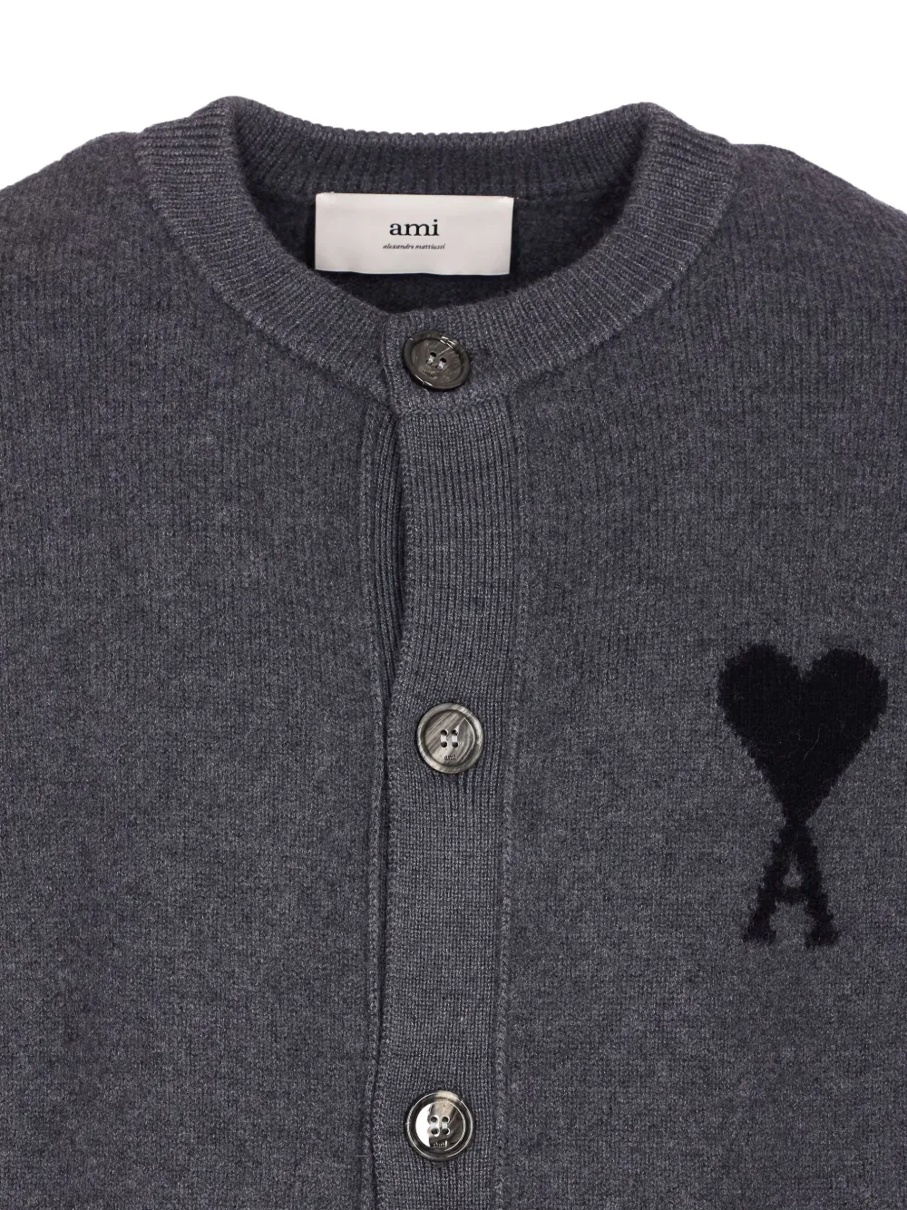 Ami Alexandre Mattiussi Ami De Coeur Button-up Cardigan In Gray