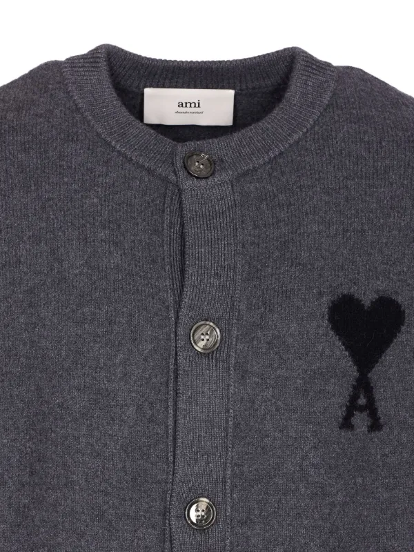 AMI Paris Ami De Coeur button-up Cardigan | Grey | FARFETCH