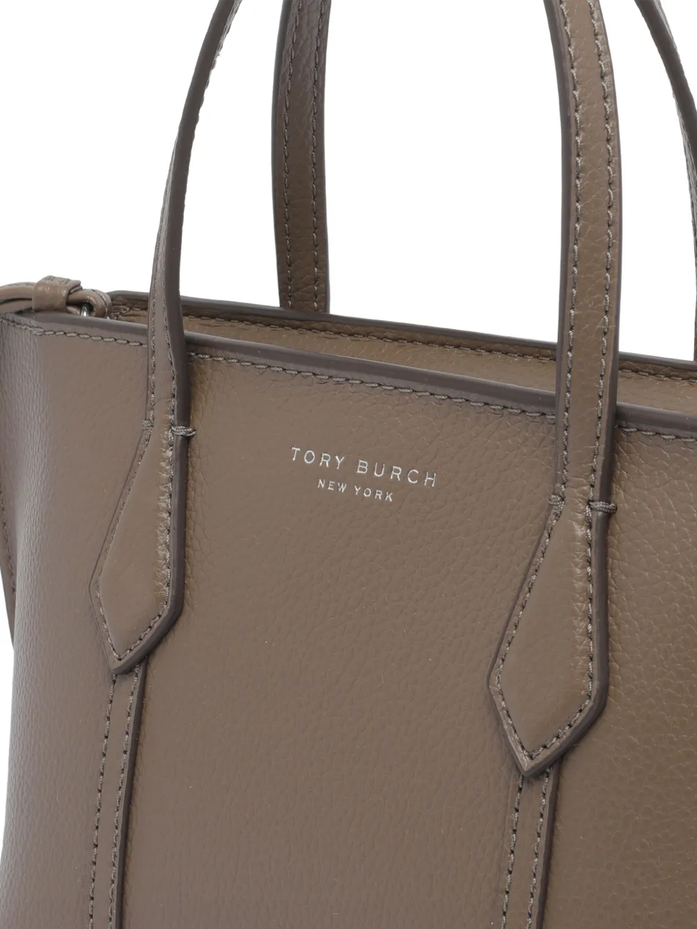 Tory Burch Perry Textured Leather Handbag In Gray
