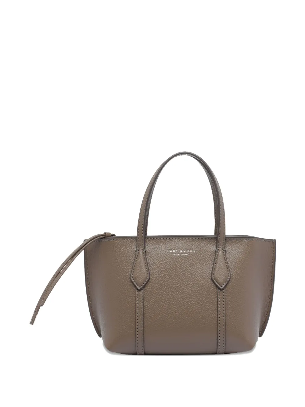 Tory Burch Perry Textured Leather Handbag In Gray