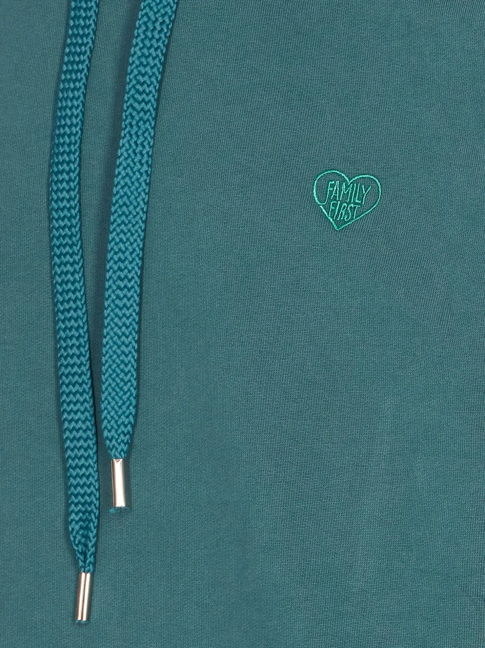 Family First Heart-embroidered Hoodie In Green