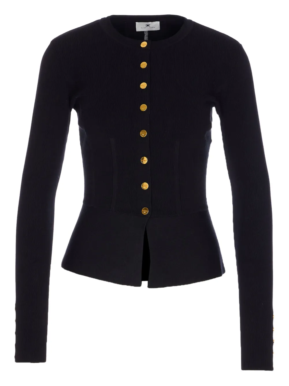 Elisabetta Franchi Fitted Cardigan With Gold Button Cuffs In Black