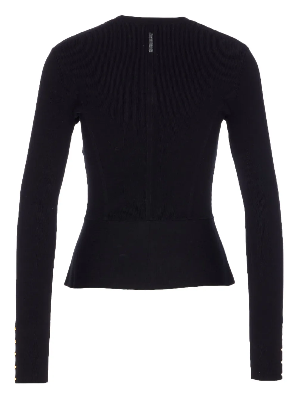 Elisabetta Franchi Fitted Cardigan With Gold Button Cuffs In Black