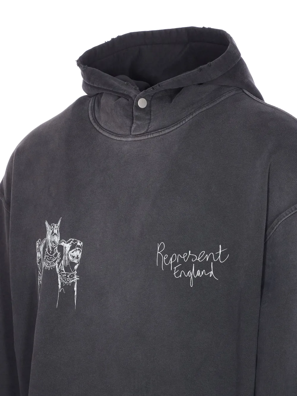 Represent Hoodie met hondenprint Zwart