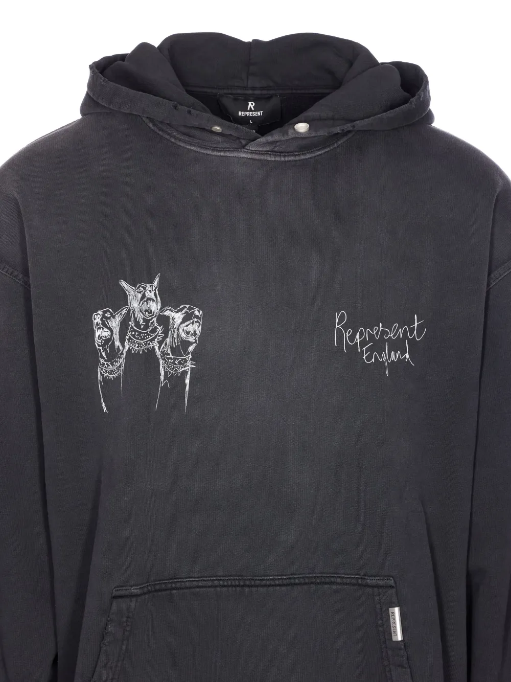 Represent Hoodie met hondenprint Zwart