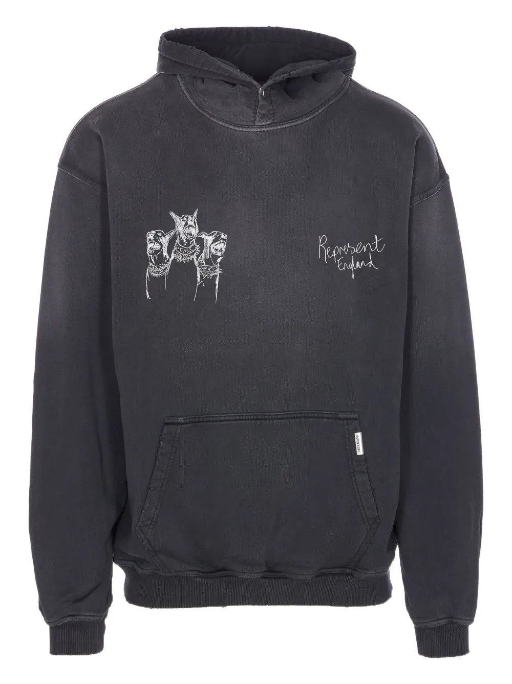 Represent dog-print hoodie | Black | Image 1
