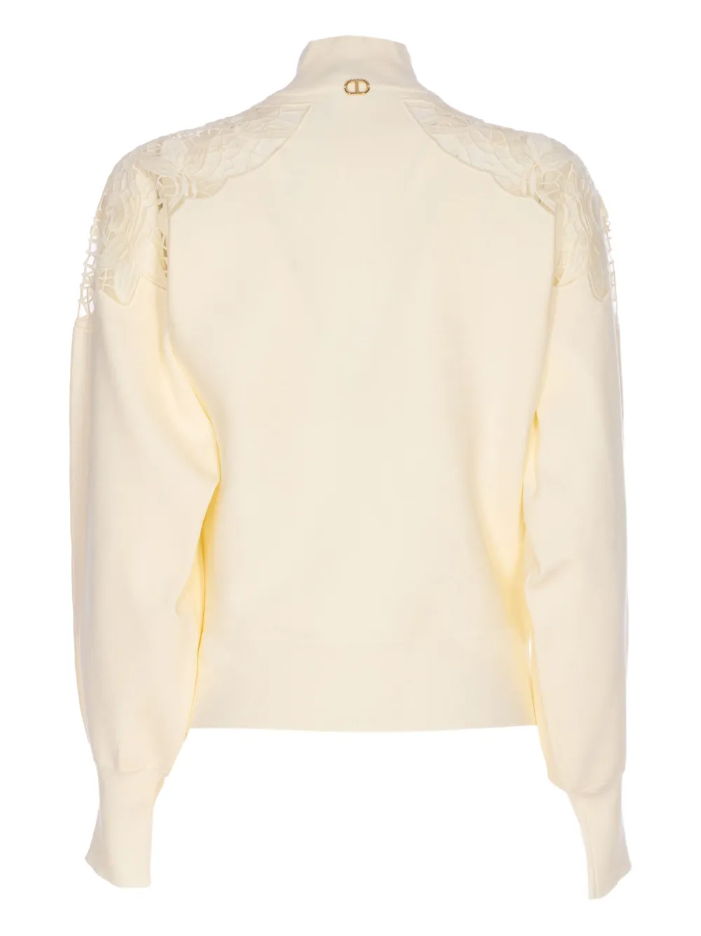 Twinset Lace-insert Zip-front Cardigan In Neutral