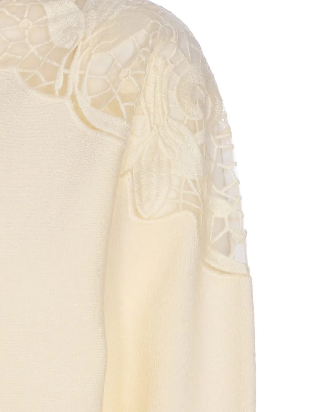 Twinset Lace-insert Zip-front Cardigan In Neutral