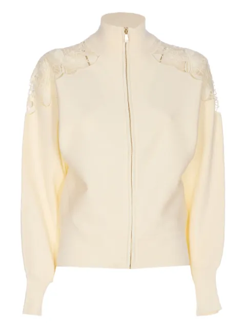 TWINSET Reißverschluss-Cardigan mit Spitzeneinsatz