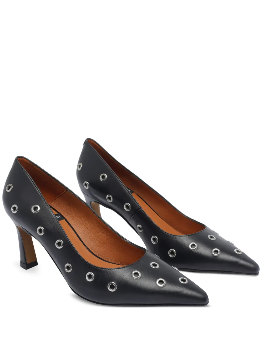 ANGEL ALARCON 75mm pointed-toe eyelet pumps Black
