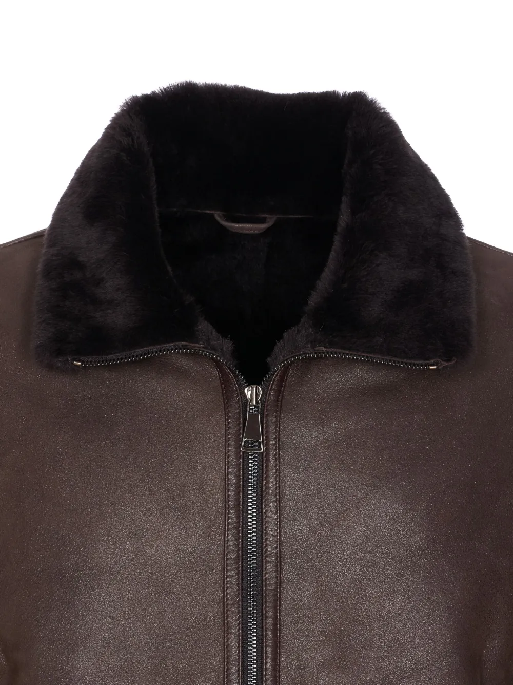Sword 6.6.44 Brown Shearling Jacket Frontal Zip Closure In Brown