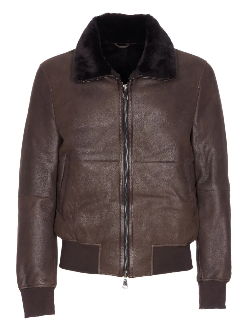 Sword shearling zip-front jacket | Brown | Image 1